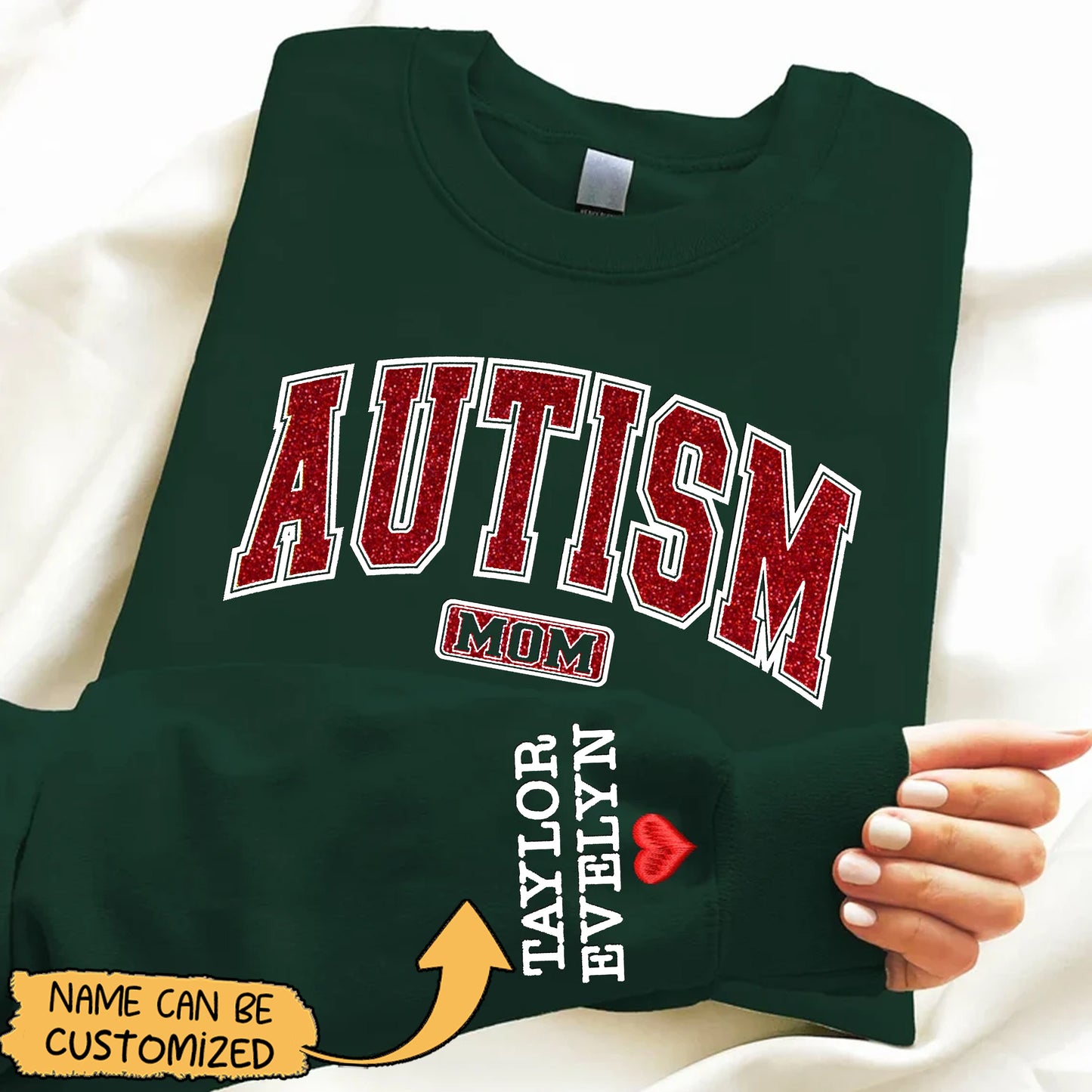 Autism Mom Embroidered Glitter Shirts