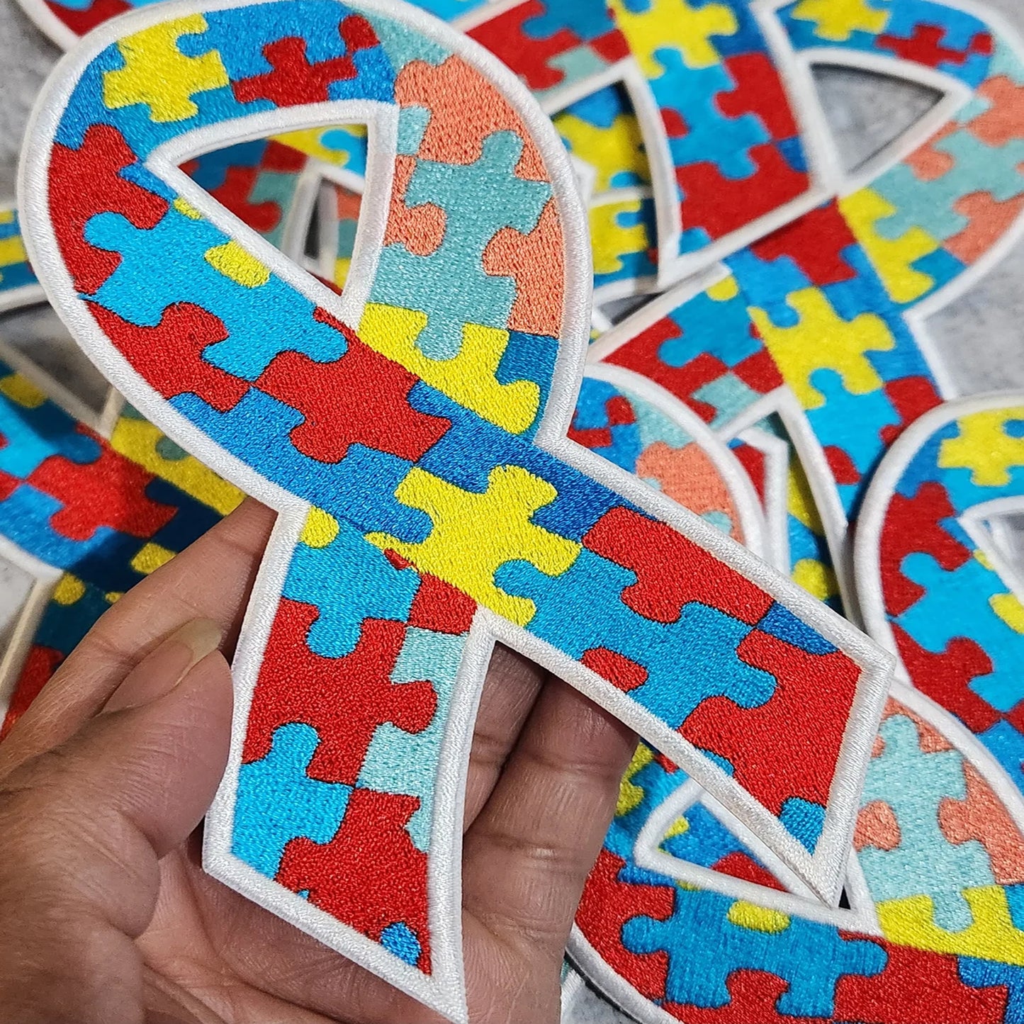Autism Ribbon Embroidered Patches