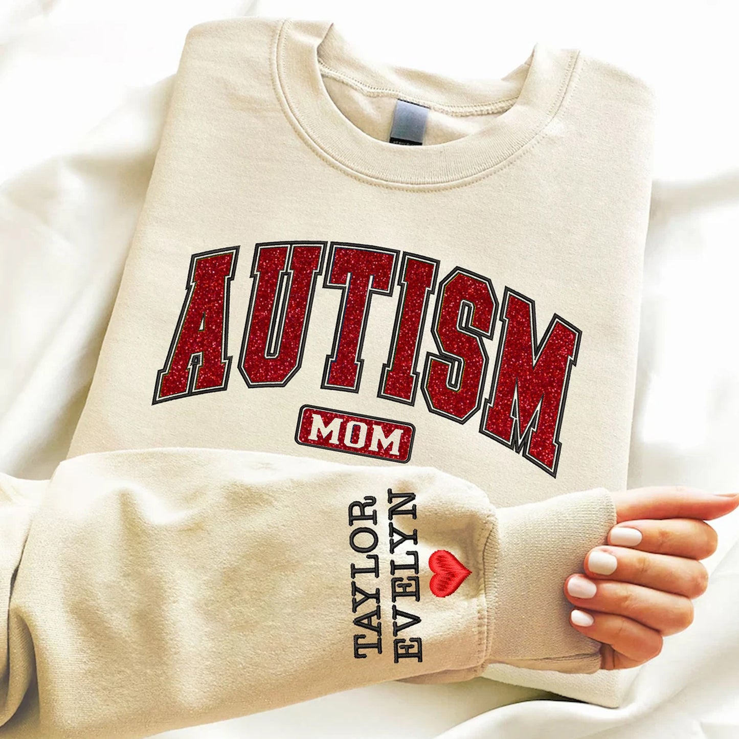 Autism Mom Embroidered Glitter Shirts