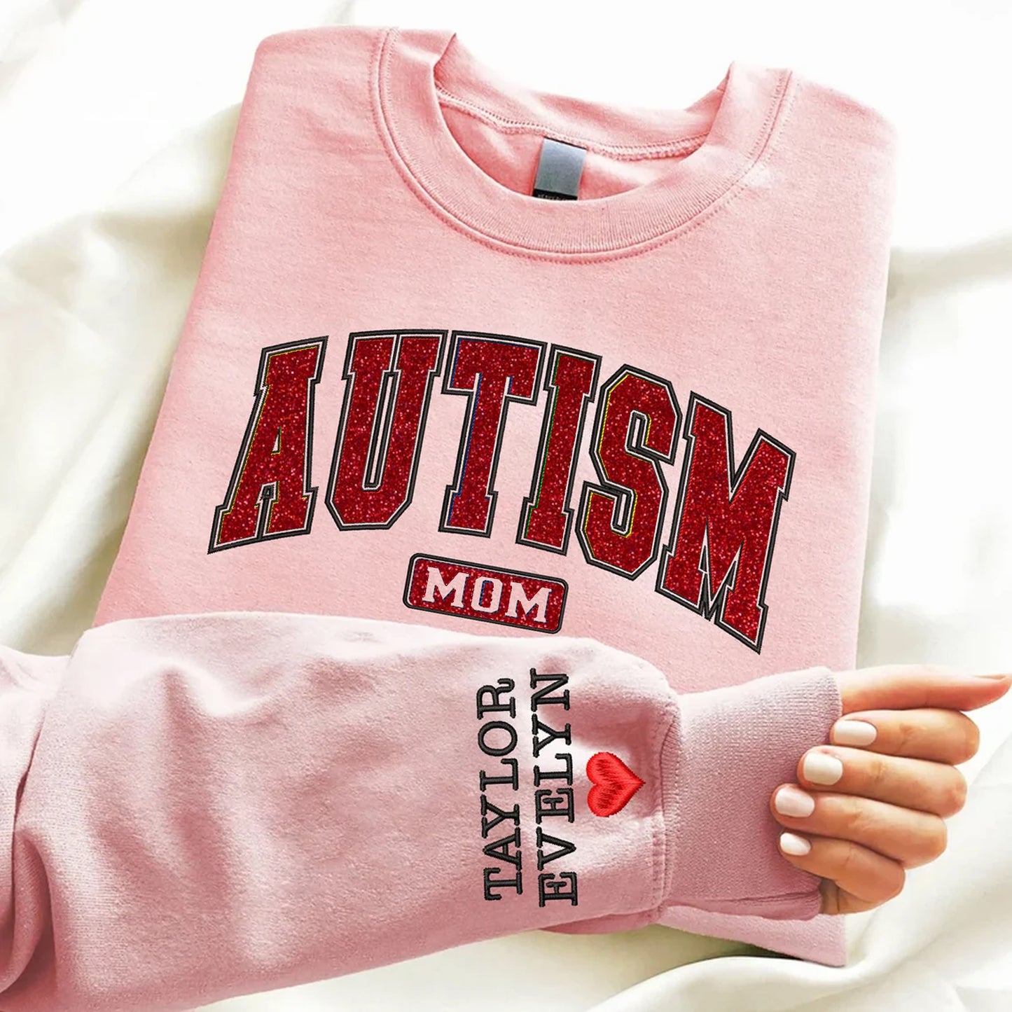Autism Mom Embroidered Glitter Shirts