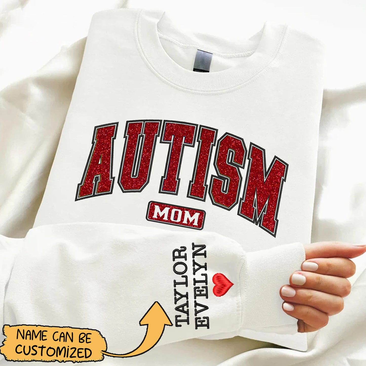Autism Mom Embroidered Glitter Shirts