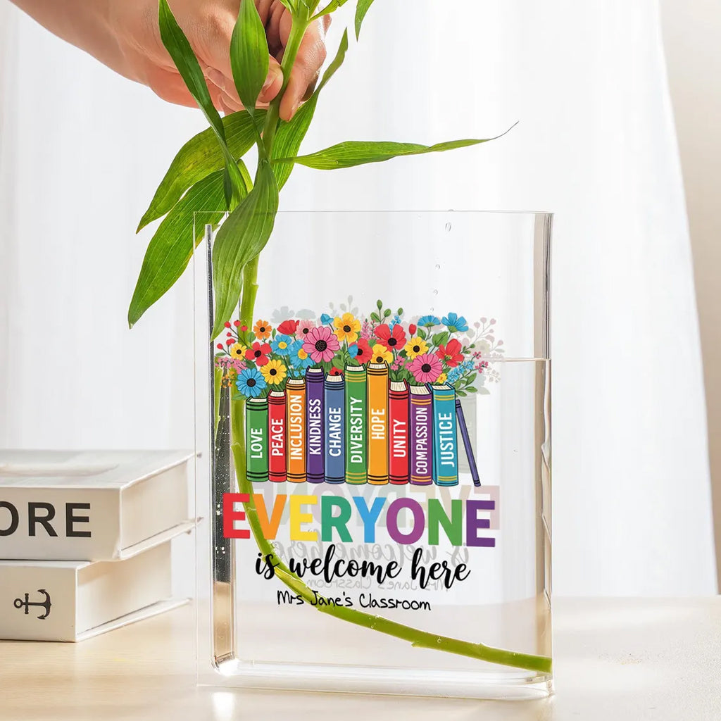 Autism Acrylic Book Vase, Teacher Book Vase Everyone is Welcome