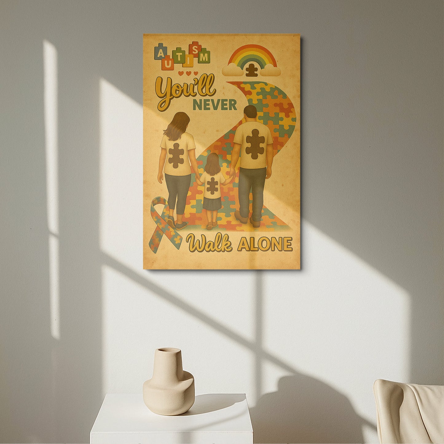 Autism Awareness Canvas/Poster : You'll Never Walk Alone ( Family)