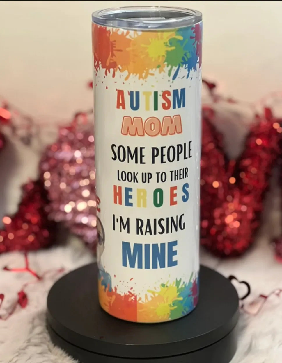Personalized Autism Mom Skinny Tumbler with Picture & Name