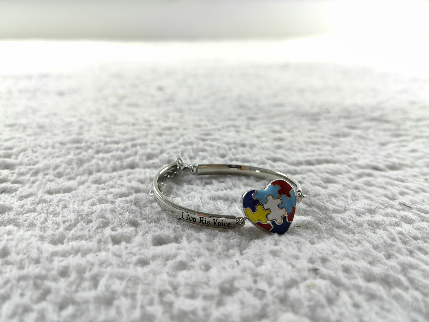I Am His Voice He Is My Heart Autism Puzzle Piece Bracelet