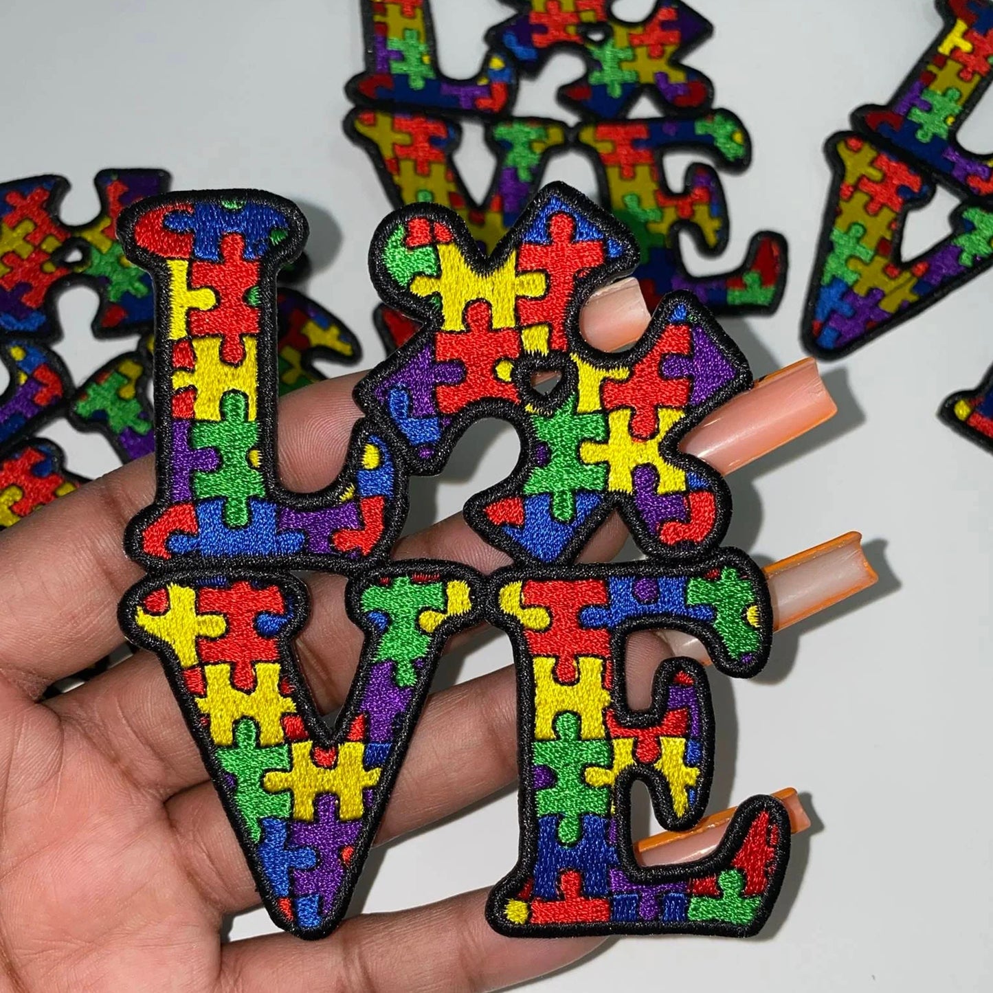 Autism "Love" Puzzle Piece Embroidered Patches