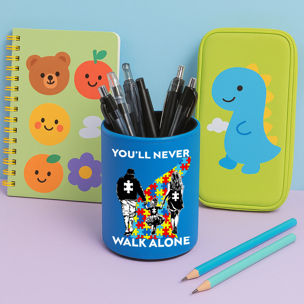 You'll Never Walk Alone β Autism Awareness Round Pen Holder