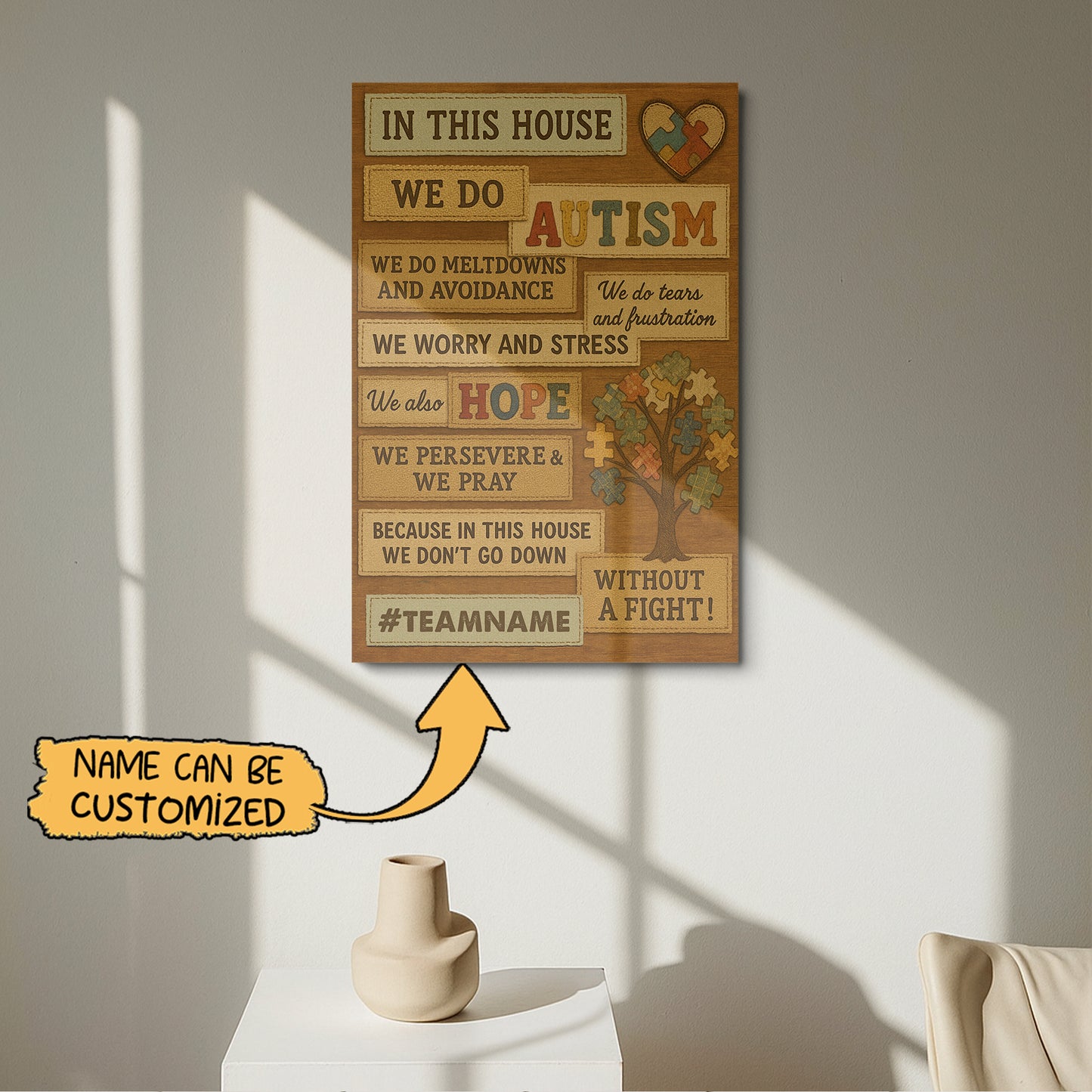 Autism Awareness Canvas/Poster : In This House, Love Speaks Louder