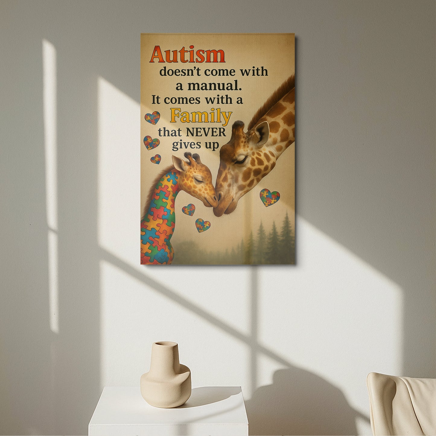 Autism Awareness Poster/Canvas – “It Comes with a Family That Never Gives Up”
