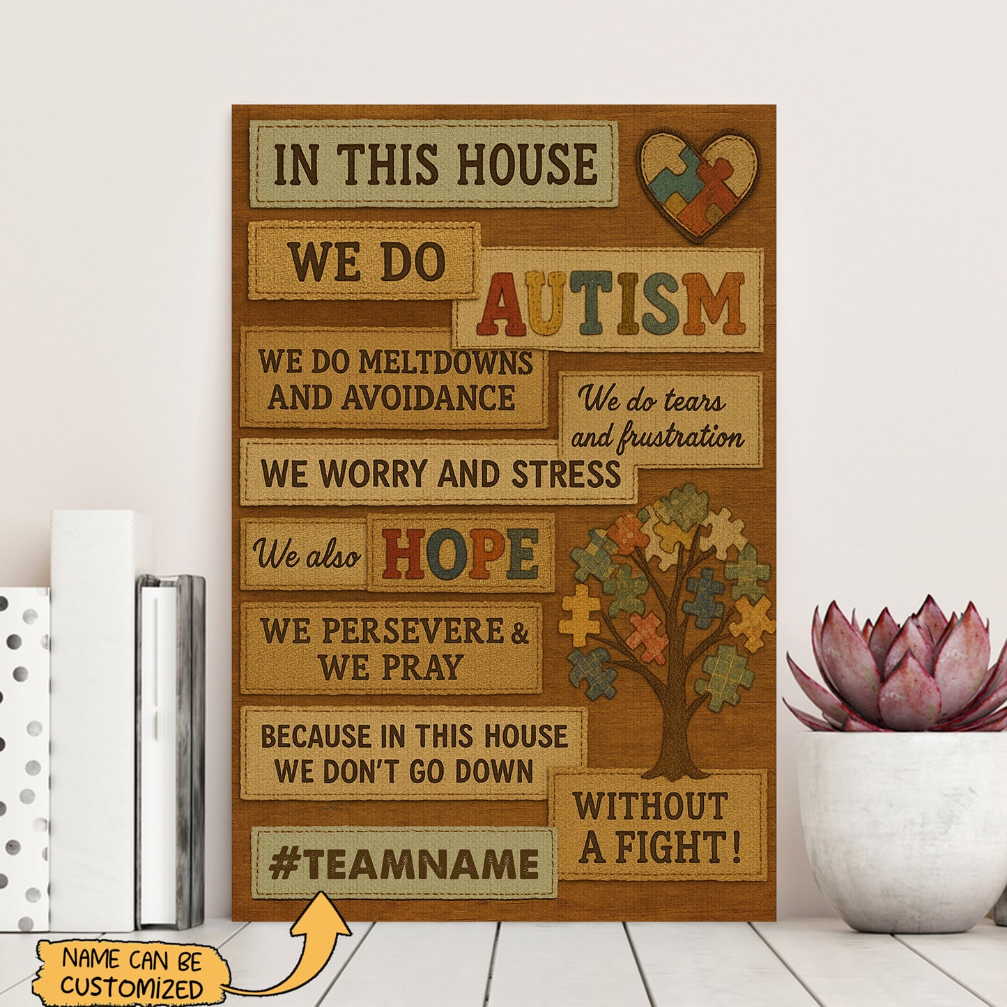 Autism Awareness Canvas/Poster : In This House, Love Speaks Louder