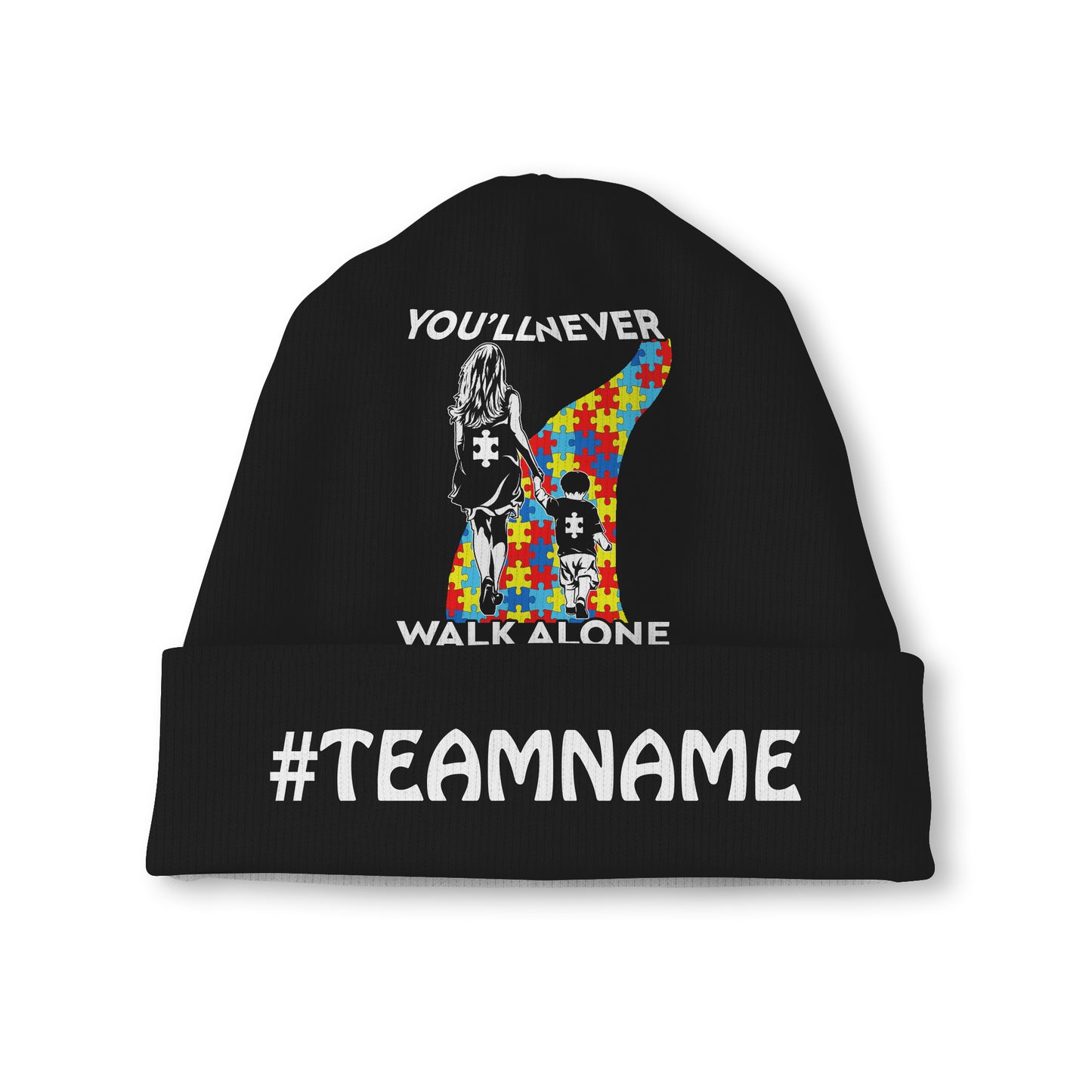 Autism Beanie Hat : You'll Never Walk Alone