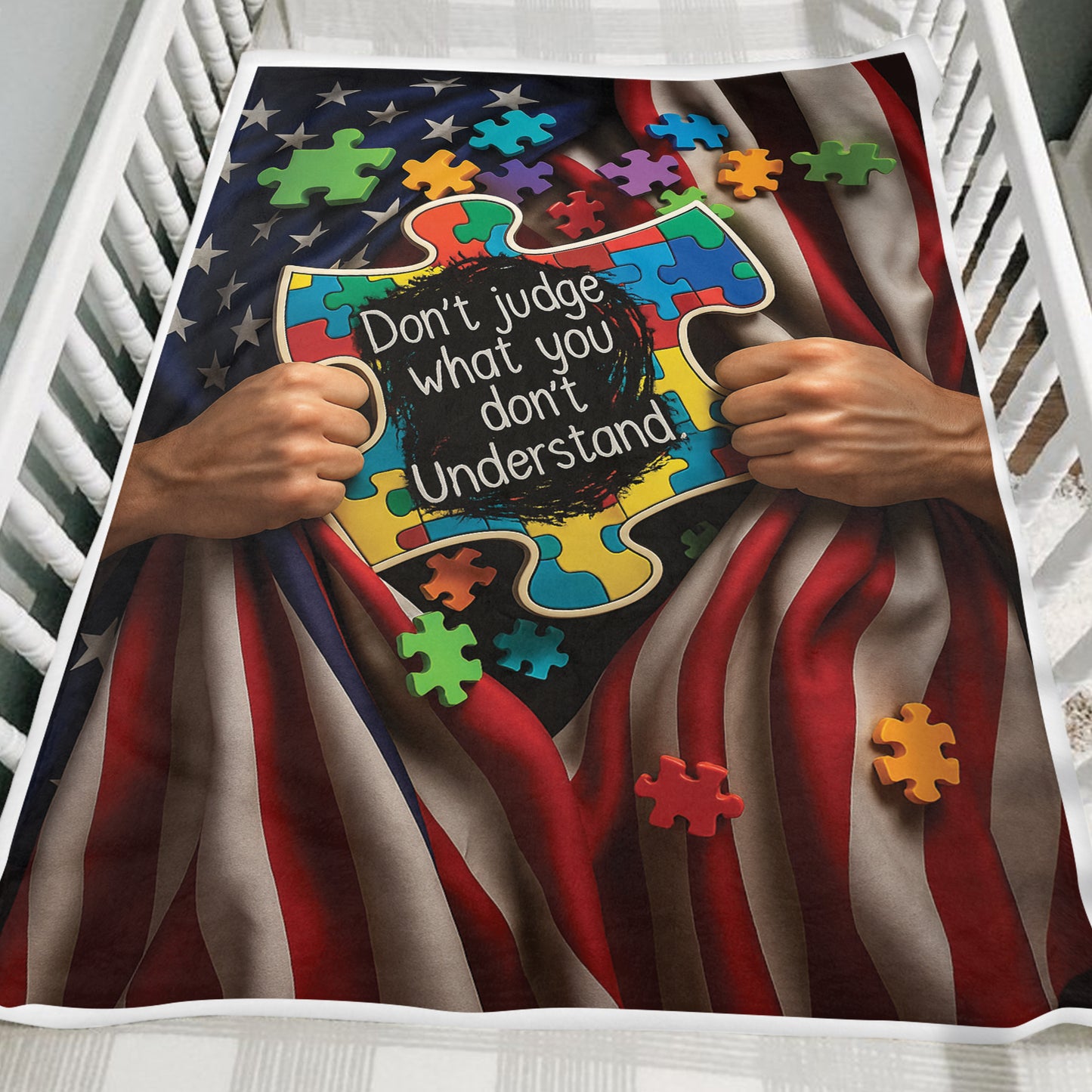Autism Fleece Blanket : Don't judge what you don't understand