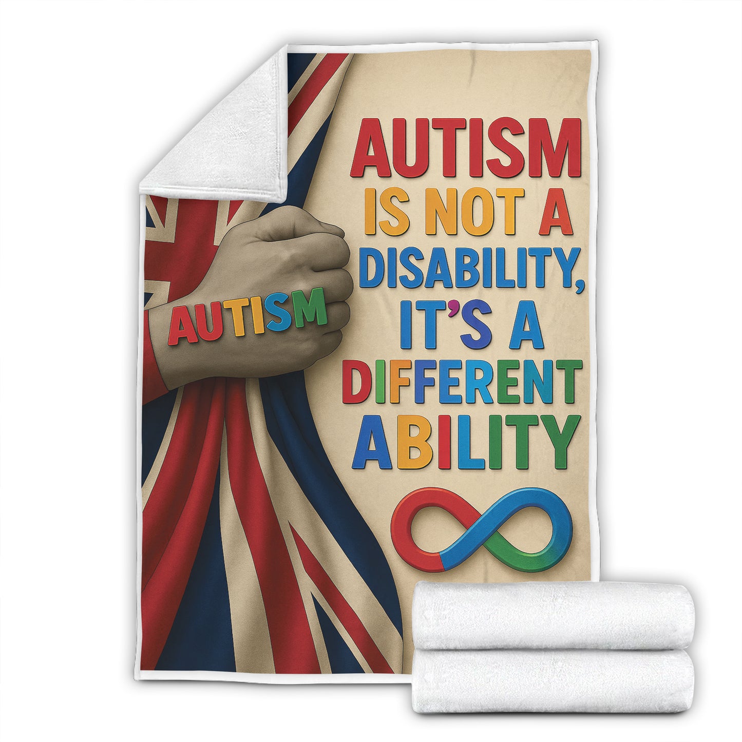 Autism Awareness Fleece Blanket β Different Ability Quote