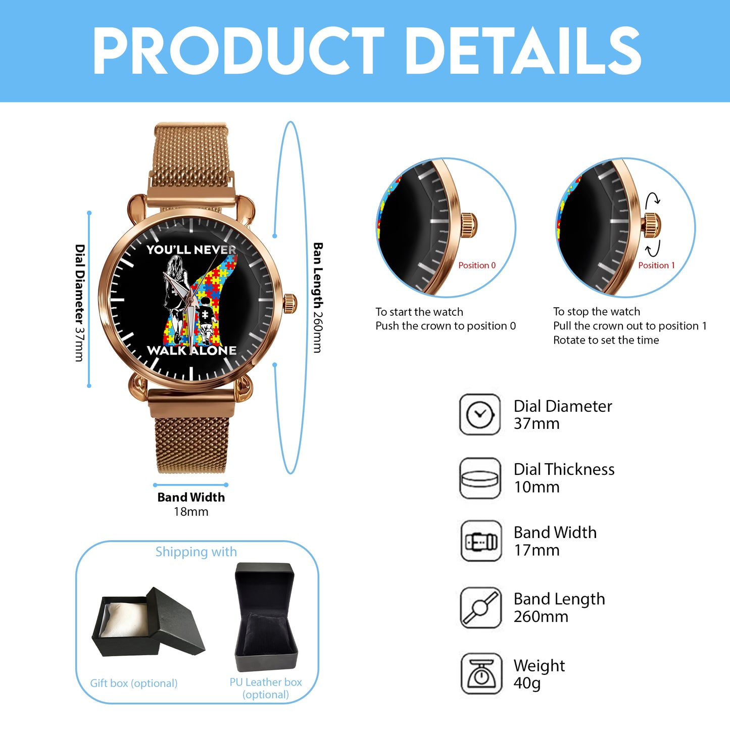 Autism Mesh Strap Quartz Watch
