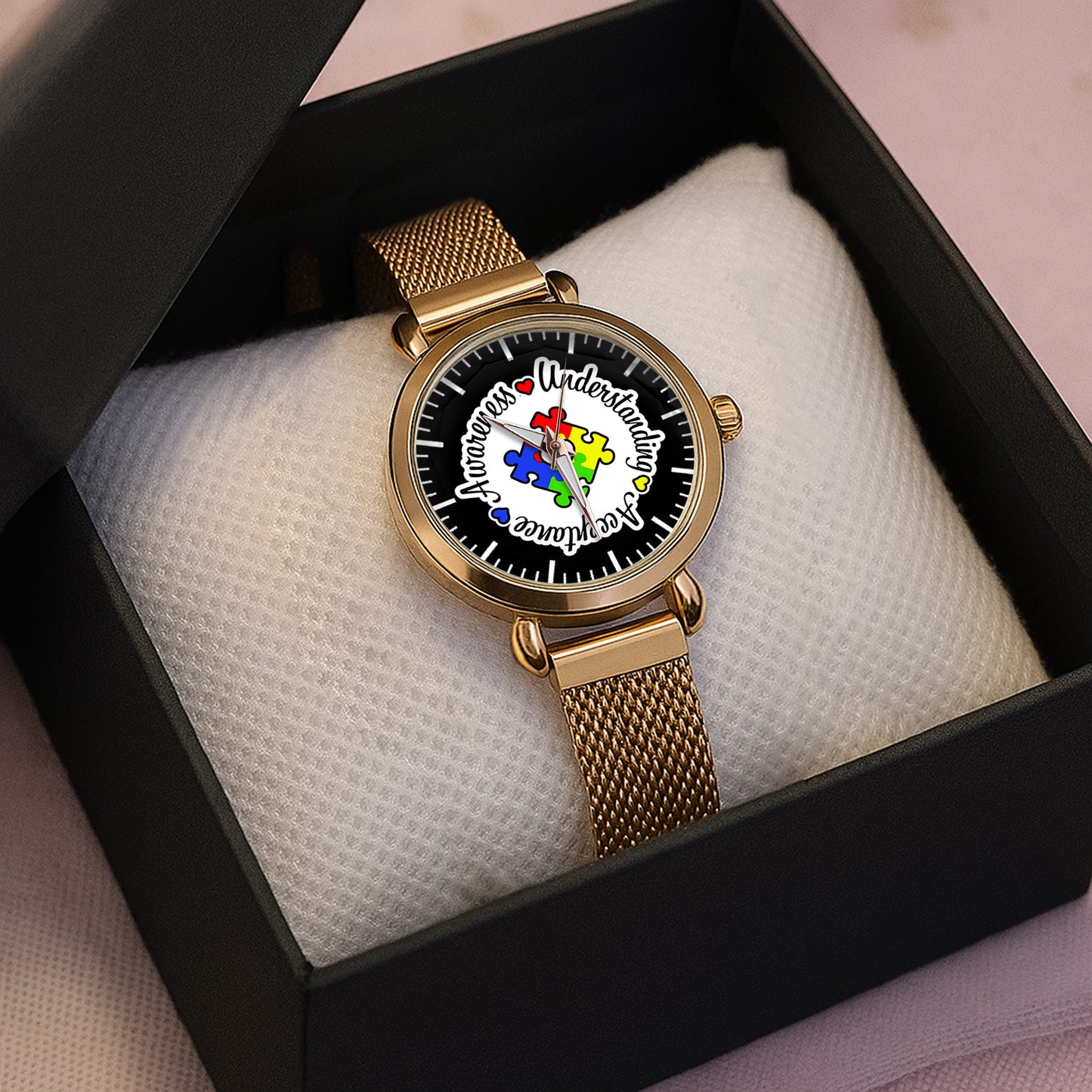 Autism Mesh Strap Quartz Watch : Understand Acceptance Awareness