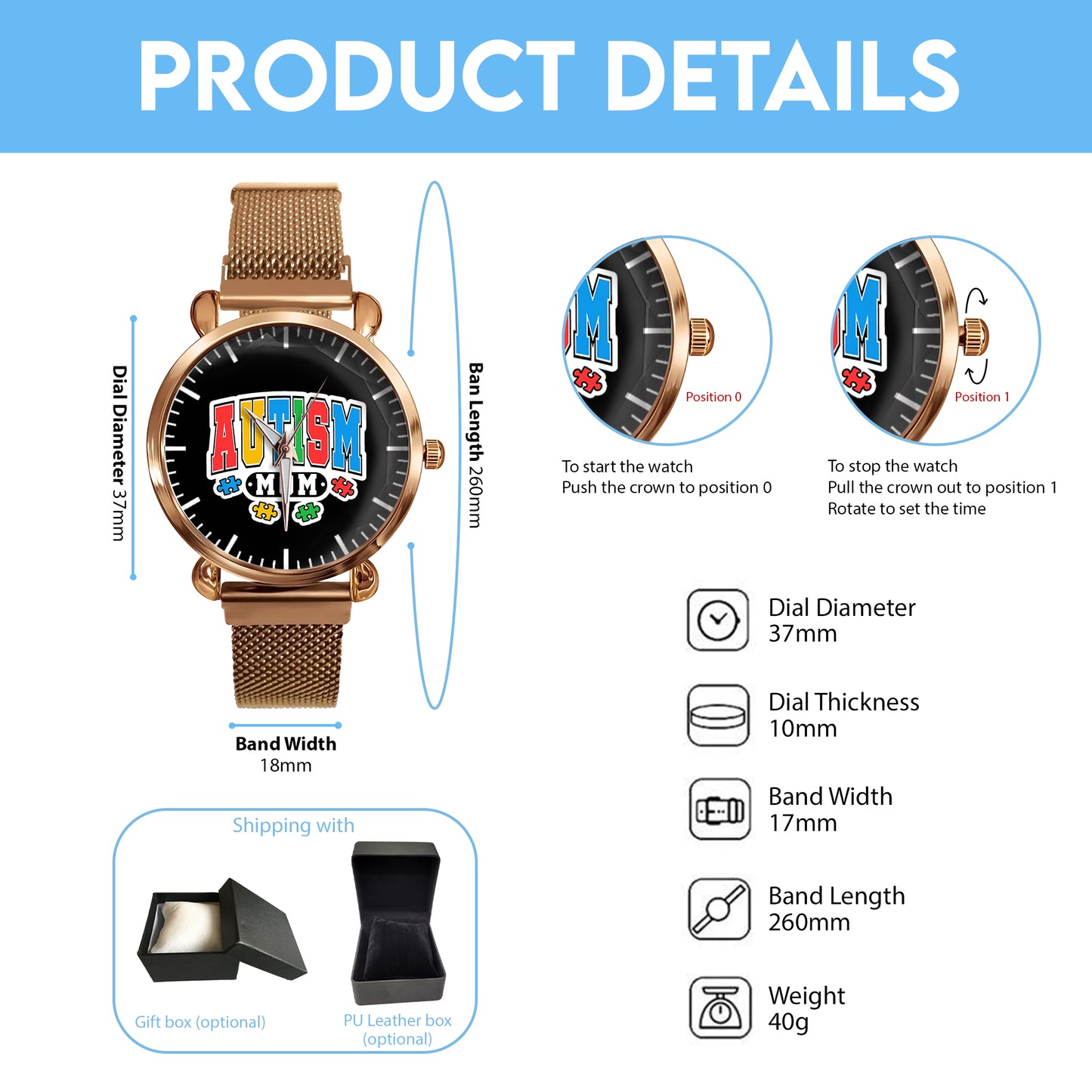 Autism Mom Mesh Strap Quartz Watch