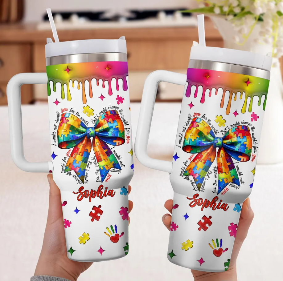 Autism Tumbler, Personalized Autism Gift 40oz Tumbler