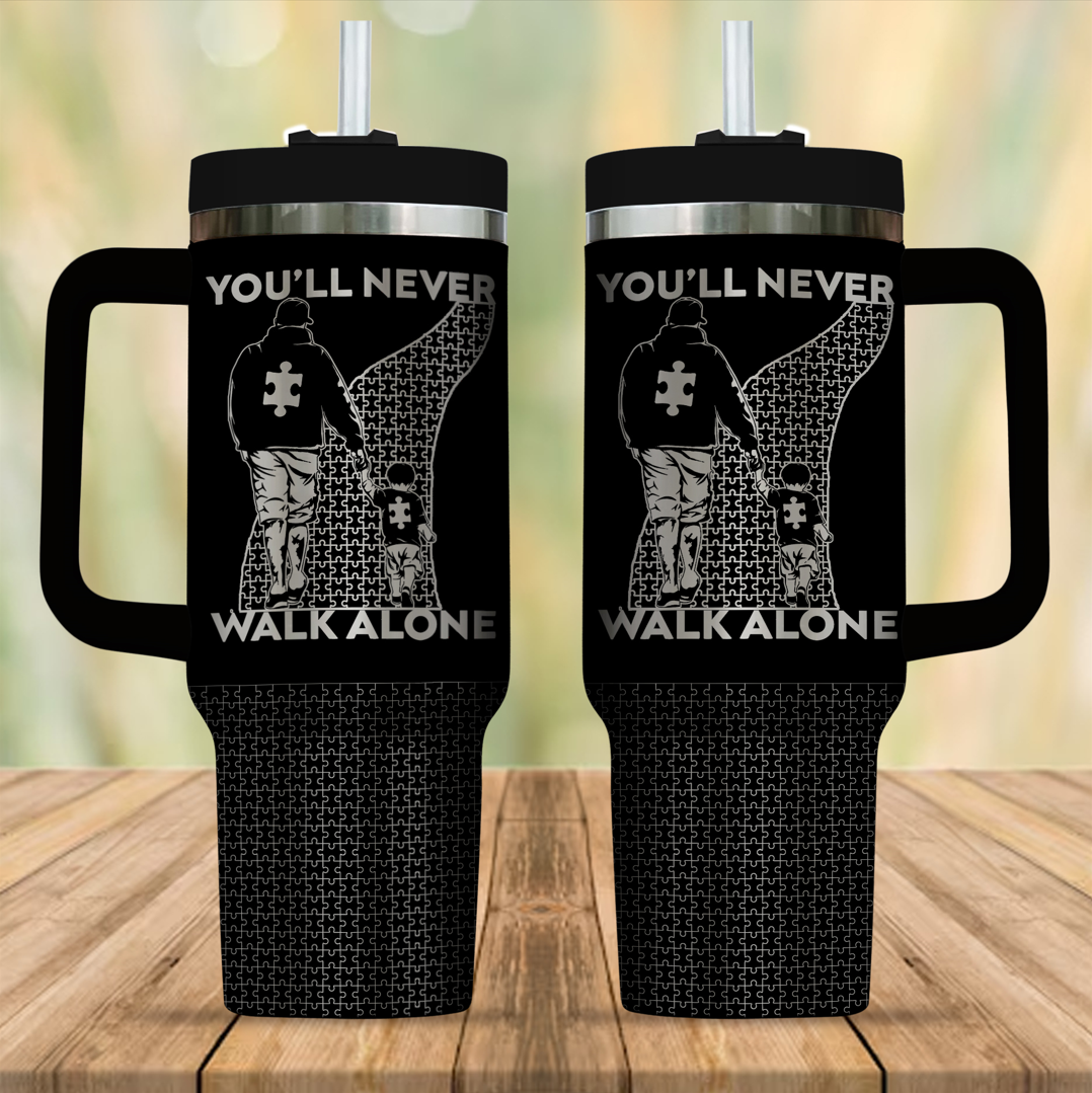 40oz Tumbler (Opaque Lid) – Engraved+Printed : You'll Never Walk Alone