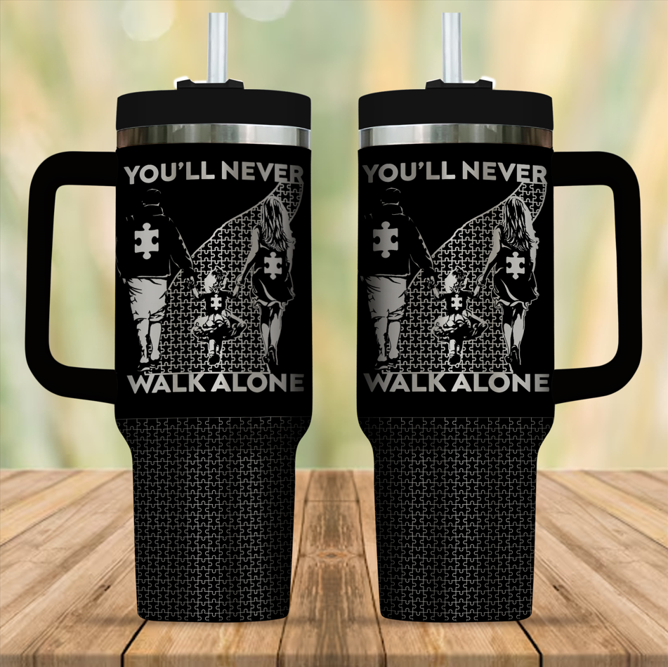 40oz Tumbler (Opaque Lid) – Engraved+Printed : You'll Never Walk Alone (Family)