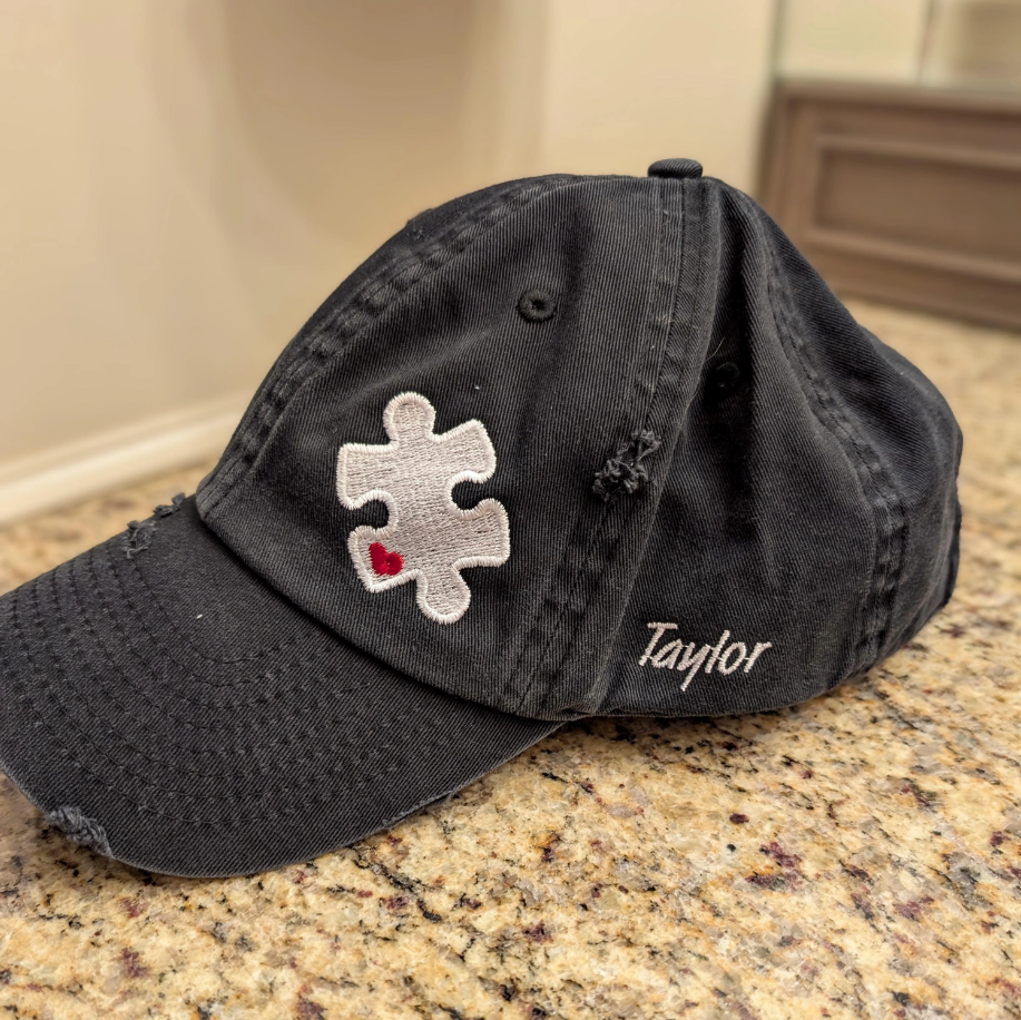 Embroidered Autism Puzzle Cap – Custom Name Vintage Hat