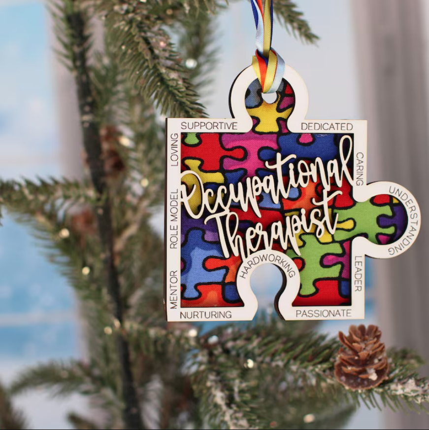 Personalized Autism Layered Christmas Tree Wood Ornament