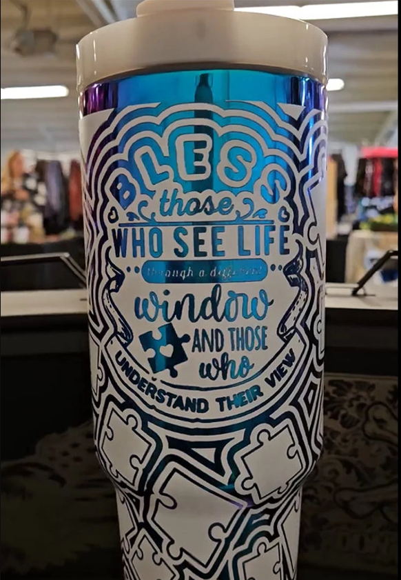 Autism Awareness 40oz Tumbler – "Bless Those Who See Life Differently"