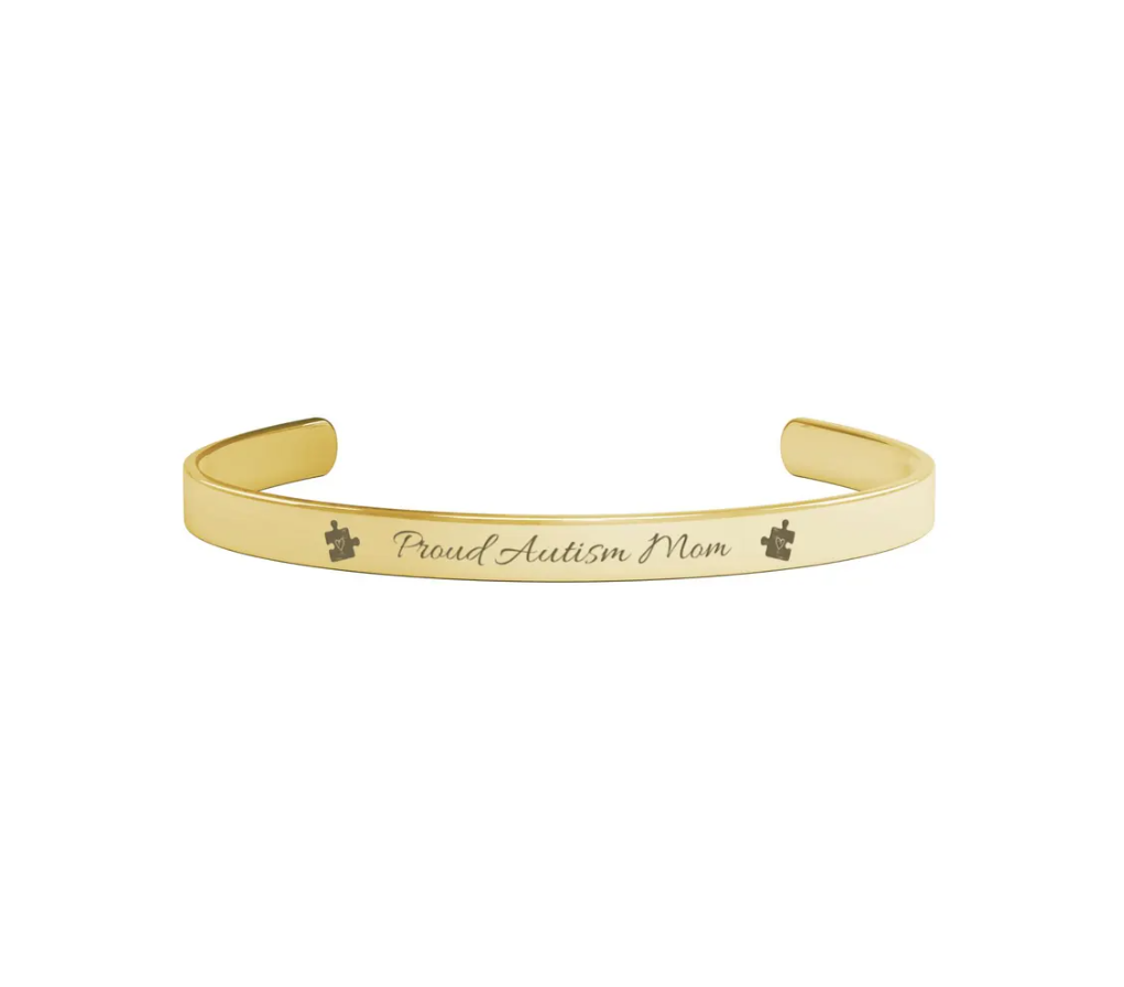 Proud Autism Mom Cuff Bracelet | Meaningful Support Jewelry Gift for Mom, Autism Acceptance Gift