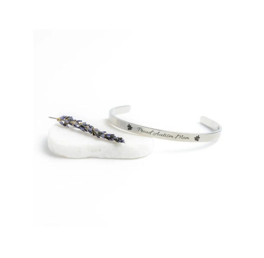Proud Autism Mom Cuff Bracelet | Meaningful Support Jewelry Gift for Mom, Autism Acceptance Gift