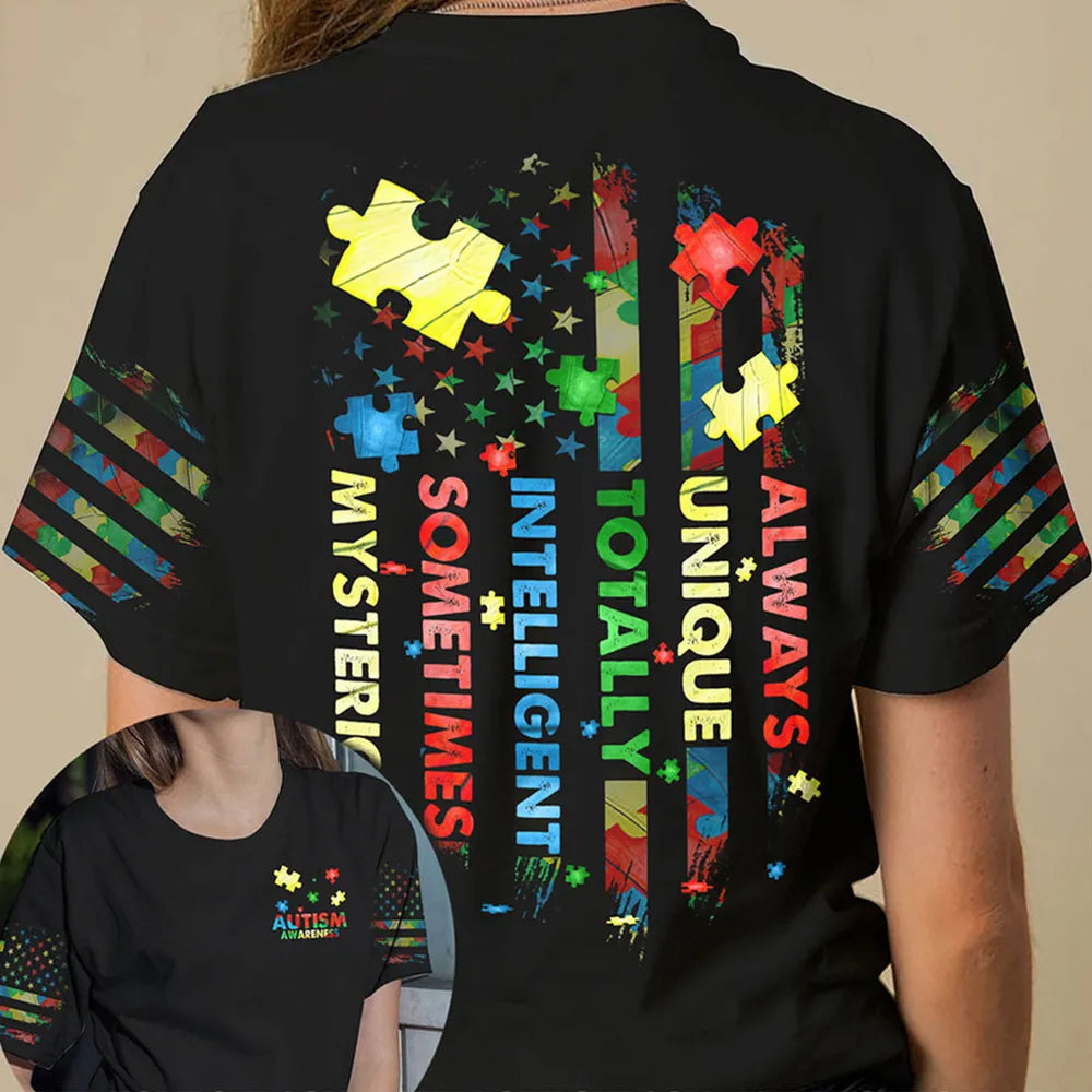 Always Unique Totally Interesting Sometimes Mysterious AOP Unisex Standard T-shirt