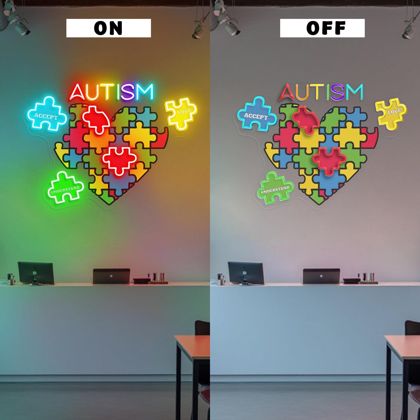 Autism Awareness Neon Sign : Understand Love Accept