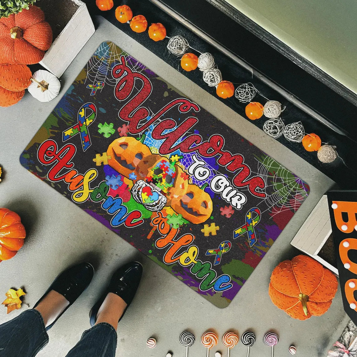Autism Awareness Doormat : Welcome to our Ausome Home