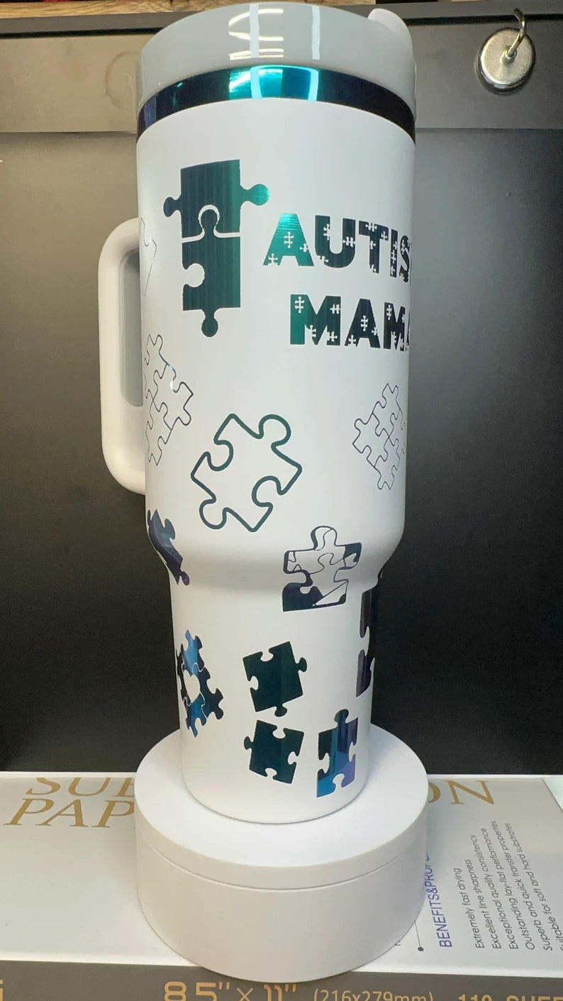 40oz Laser Engraved Autism Awareness Tumbler