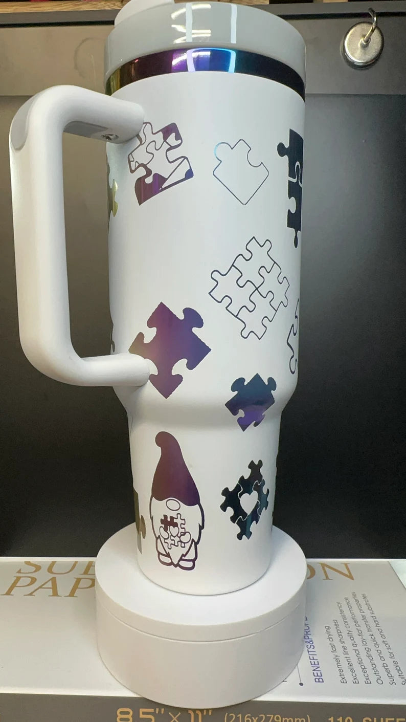 40oz Laser Engraved Autism Awareness Tumbler