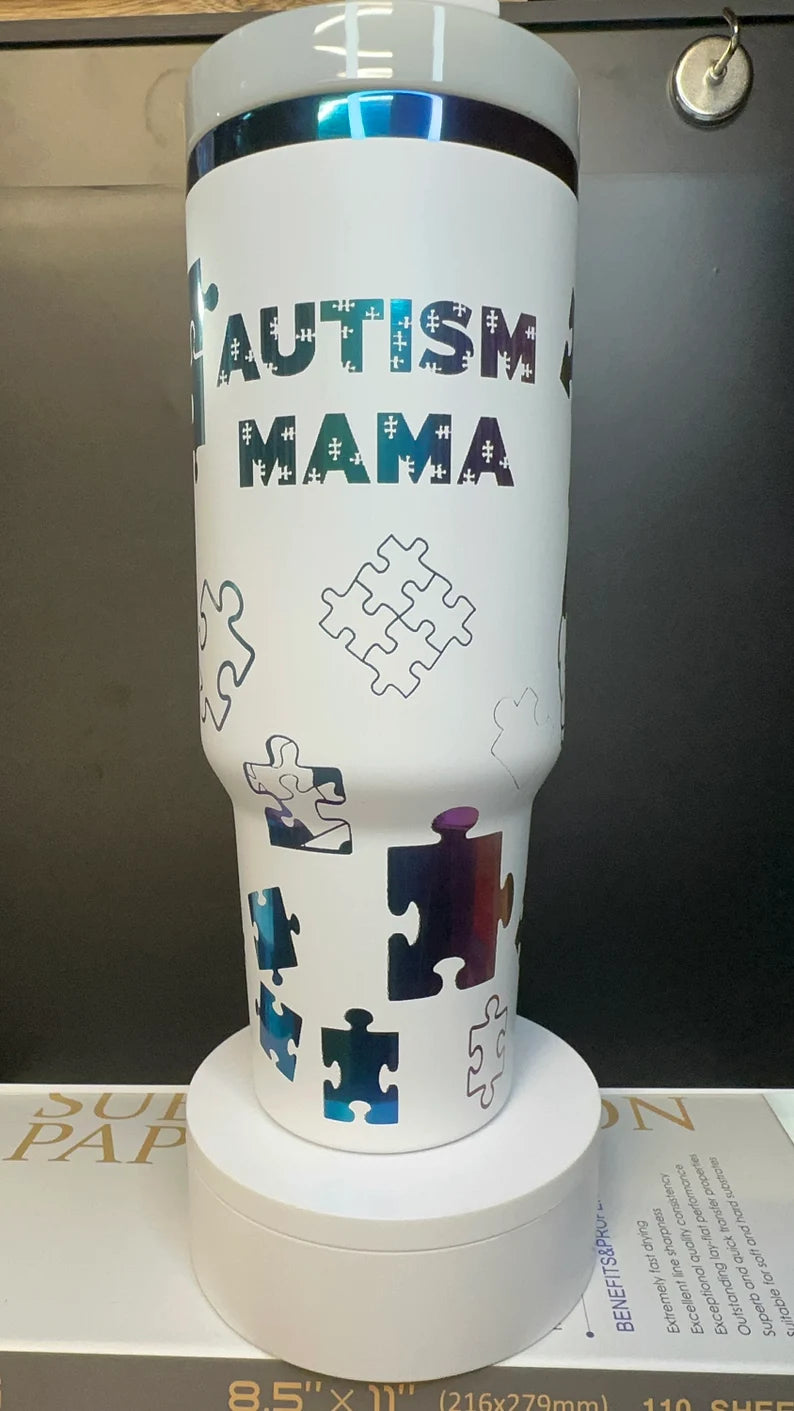 40oz Laser Engraved Autism Awareness Tumbler