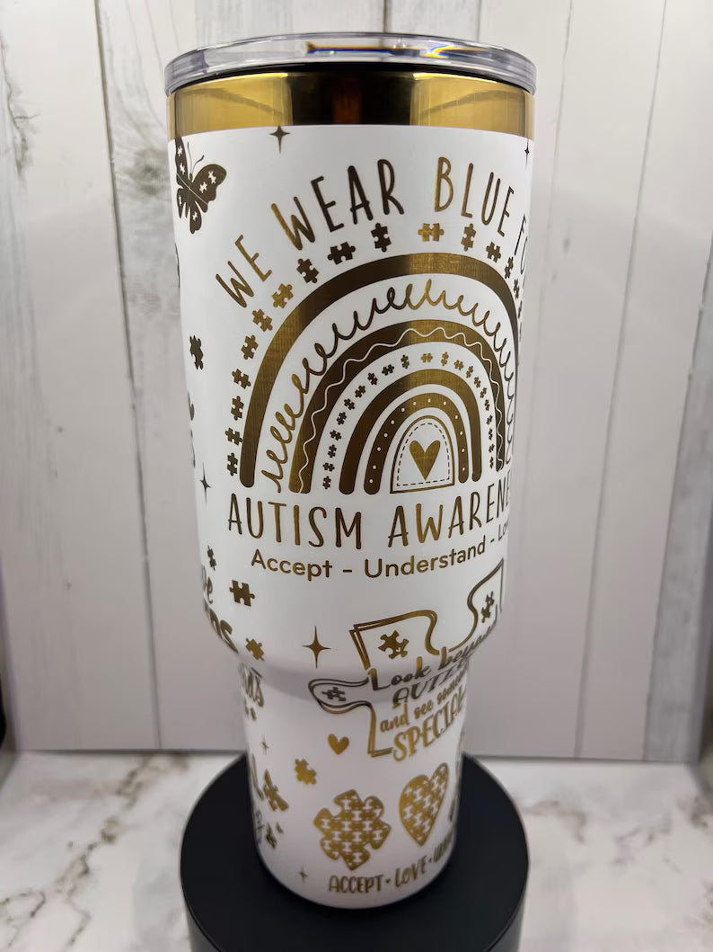 40oz Laser Engraved Autism Awareness Tumbler