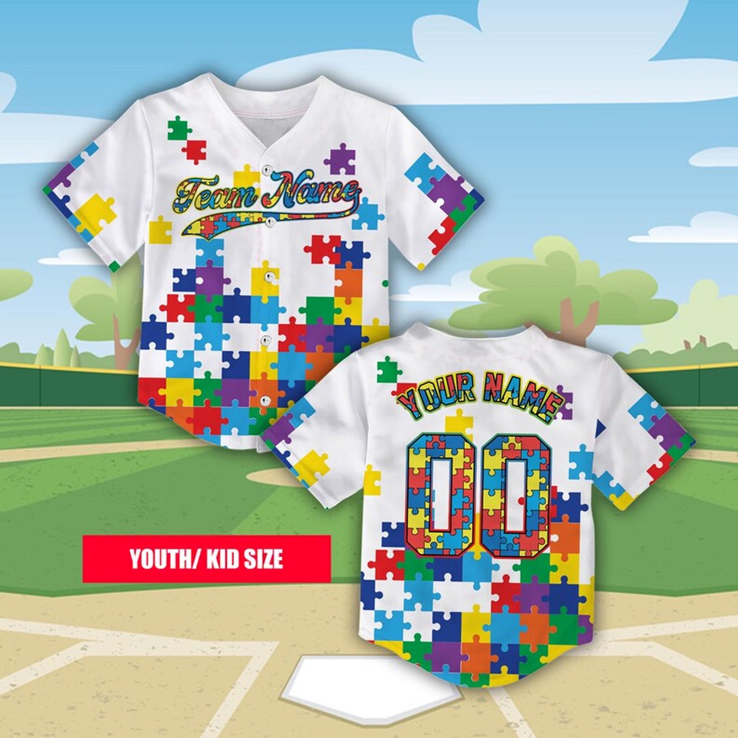 Personalize Autism Awareness Baseball Jersey