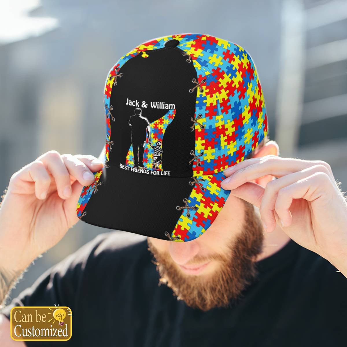 Grandpa & Grandson Best Friends For Life, Autism Baseball Cap