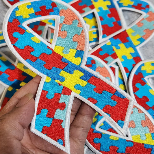 Autism Ribbon Embroidered Patches
