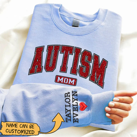 Autism Mom Embroidered Glitter  Shirts