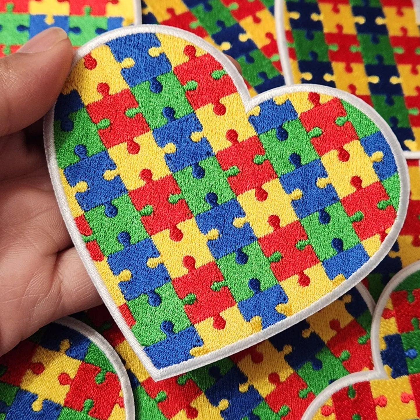 Autism Heart Embroidered Patches