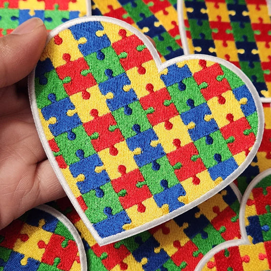 Autism Heart Embroidered Patches