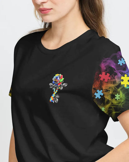 Accept Understand Love Rose Women's Autism Awareness Shirts