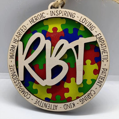 Personalized 2 Layer Autism Ornament – Custom Text Christmas Gift
