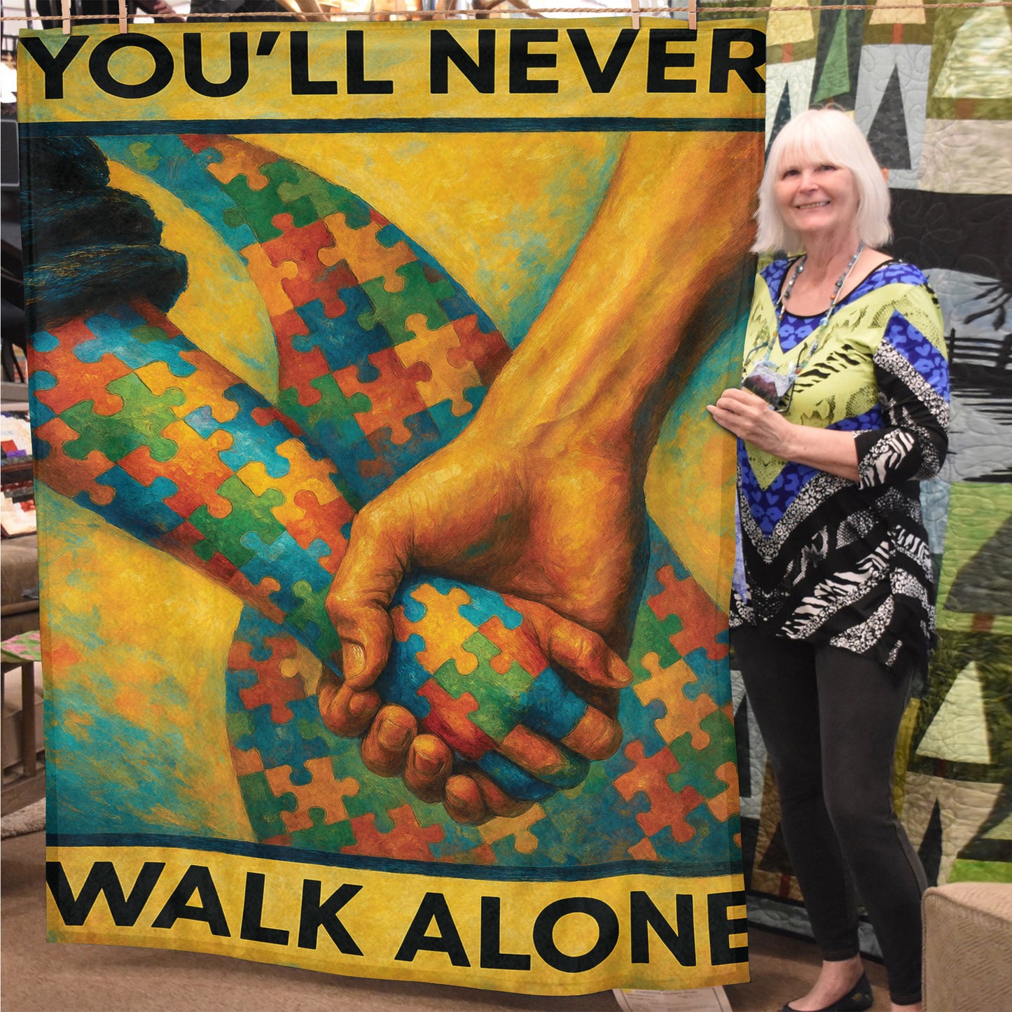 Autism Premium Fleece Blanket : You'll Never Walk Alone