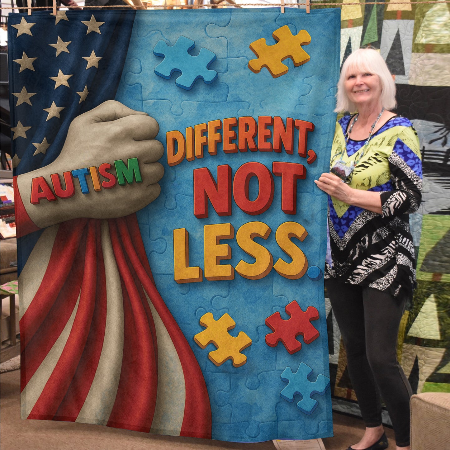 Autism Premium Fleece Blanket : Different, Not Less.
