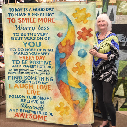 Autism Premium Fleece Blanket : Today is good day