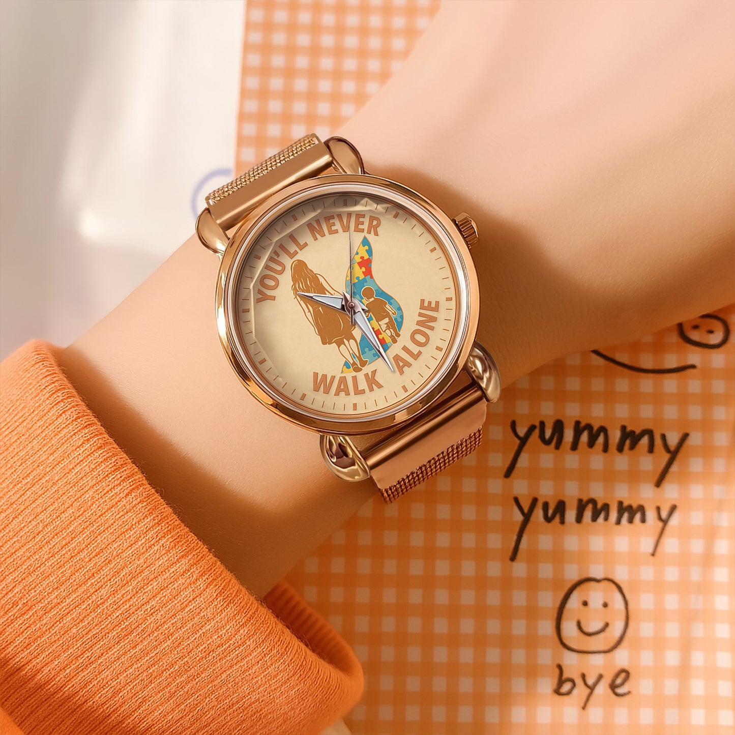 Autism Mesh Strap Quartz Watch : You'll Never Walk Alone