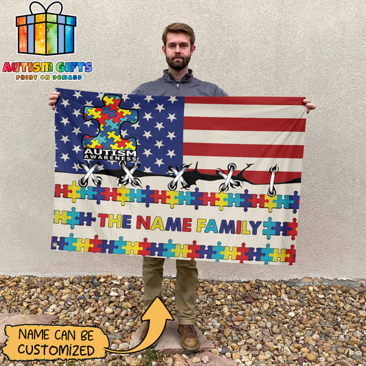 Personalized Autism Awareness House Flag