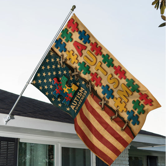 Autism American Awareness House Flag