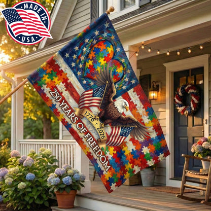 250 Years of Freedom Autism Awareness Eagle Flag ( Made in USA )
